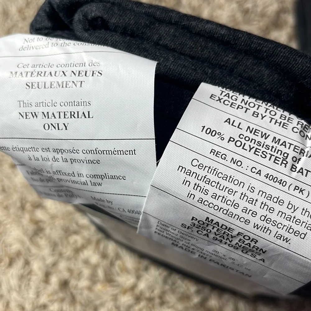 Pottery Barn Organic Favorite Tee Standard Sham NWT Heathered black.